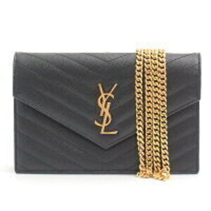Saint Laurent Monogram Envelope Chain Wallet Bag Black